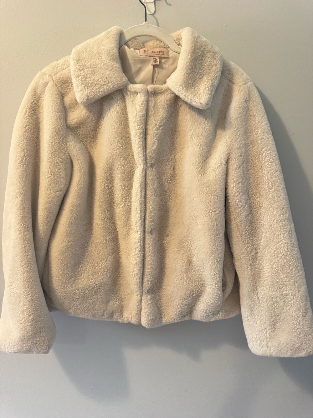 Philosophy Women’s Plush Faux Shearling Teddy Jacket in Cream M